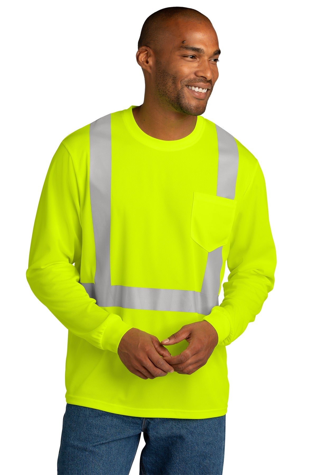 CornerStone    ANSI 107 Class 2 Mesh Long Sleeve Tee. CS201