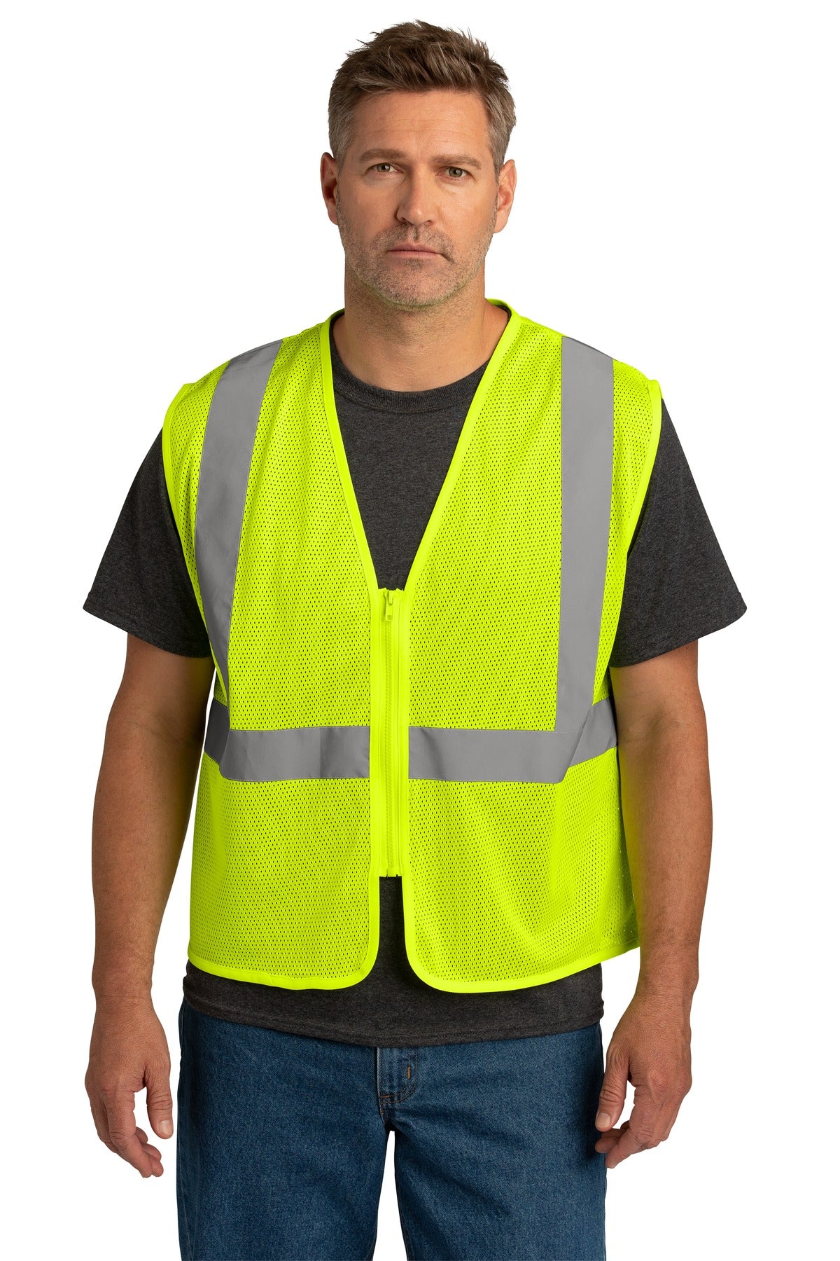 CornerStone    ANSI 107 Class 2 Economy Mesh Zippered Vest. CSV101