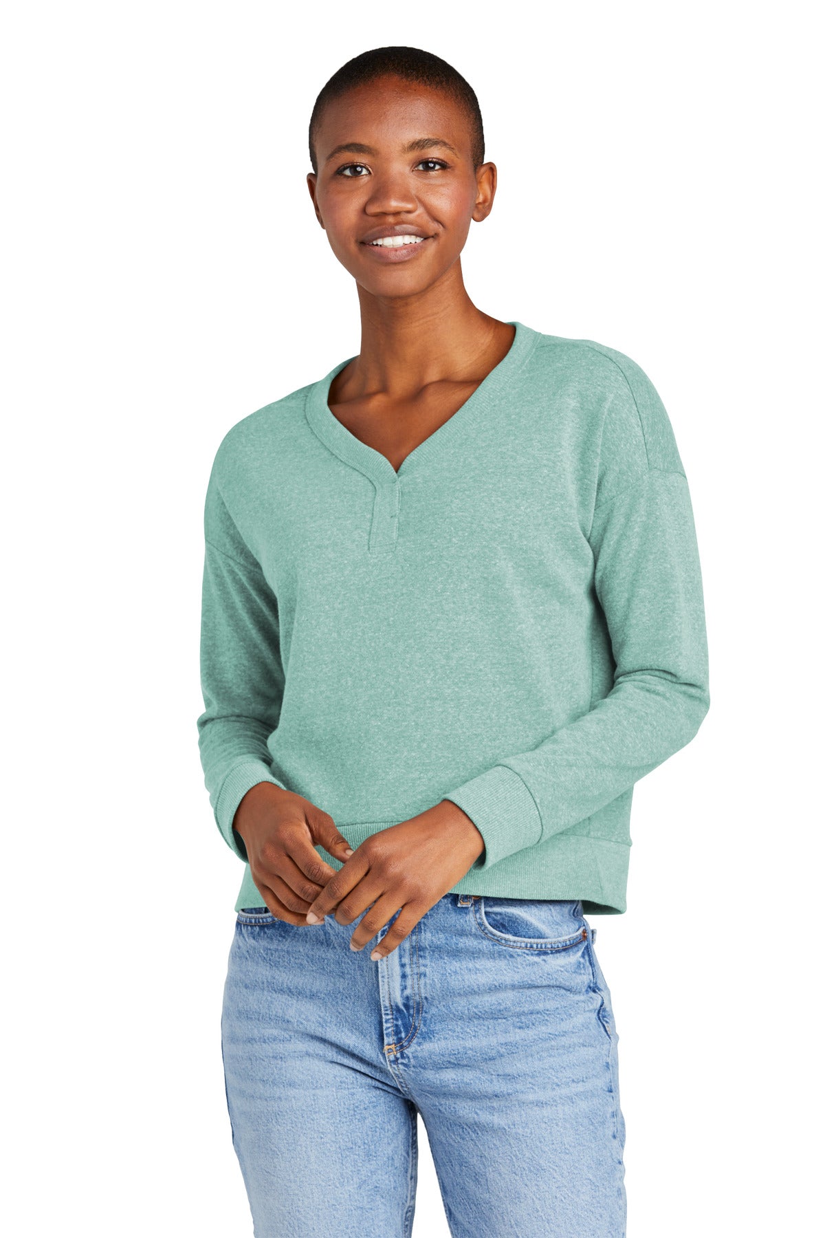 District    Feminine Perfect Tri   Fleece V-Neck Sweatshirt DT1312