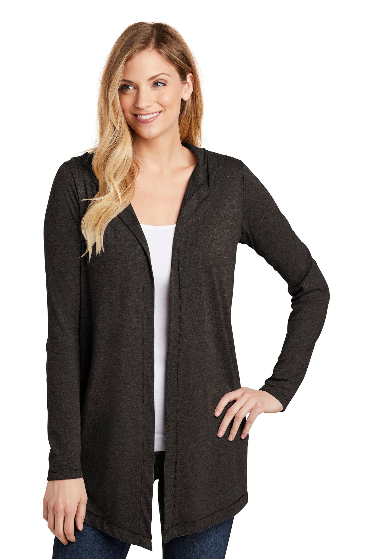 District     Feminine Perfect Tri    Hooded Cardigan. DT156