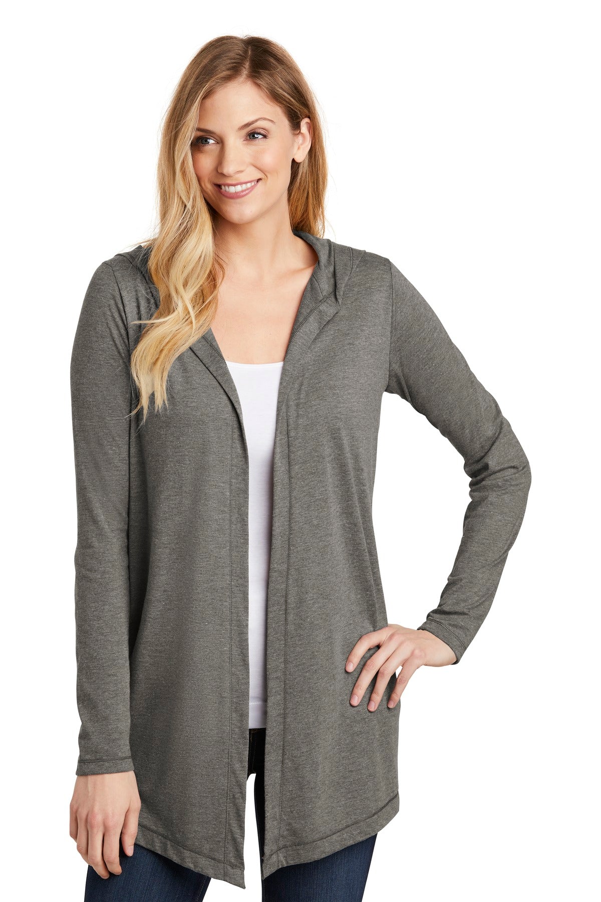 District     Feminine Perfect Tri    Hooded Cardigan. DT156