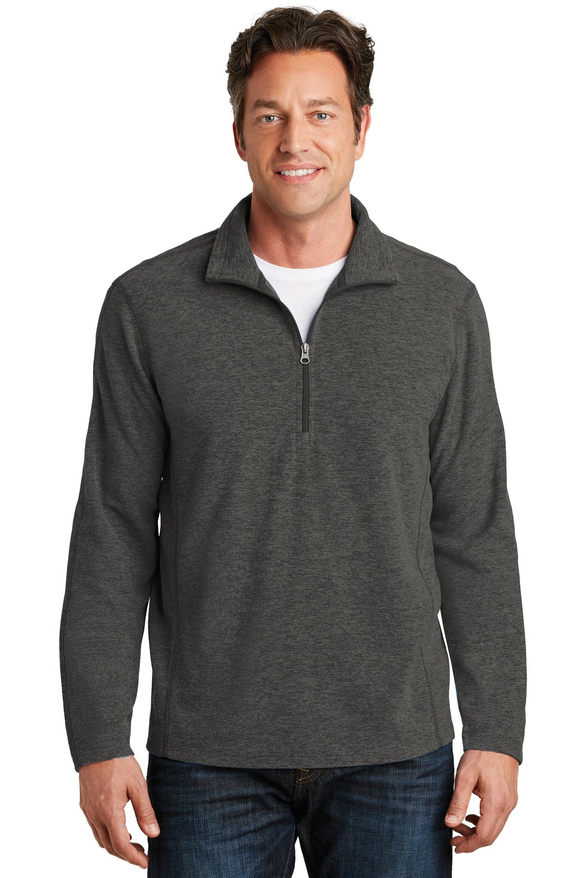 Port Authority   Heather Microfleece 1/2-Zip Pullover. F234