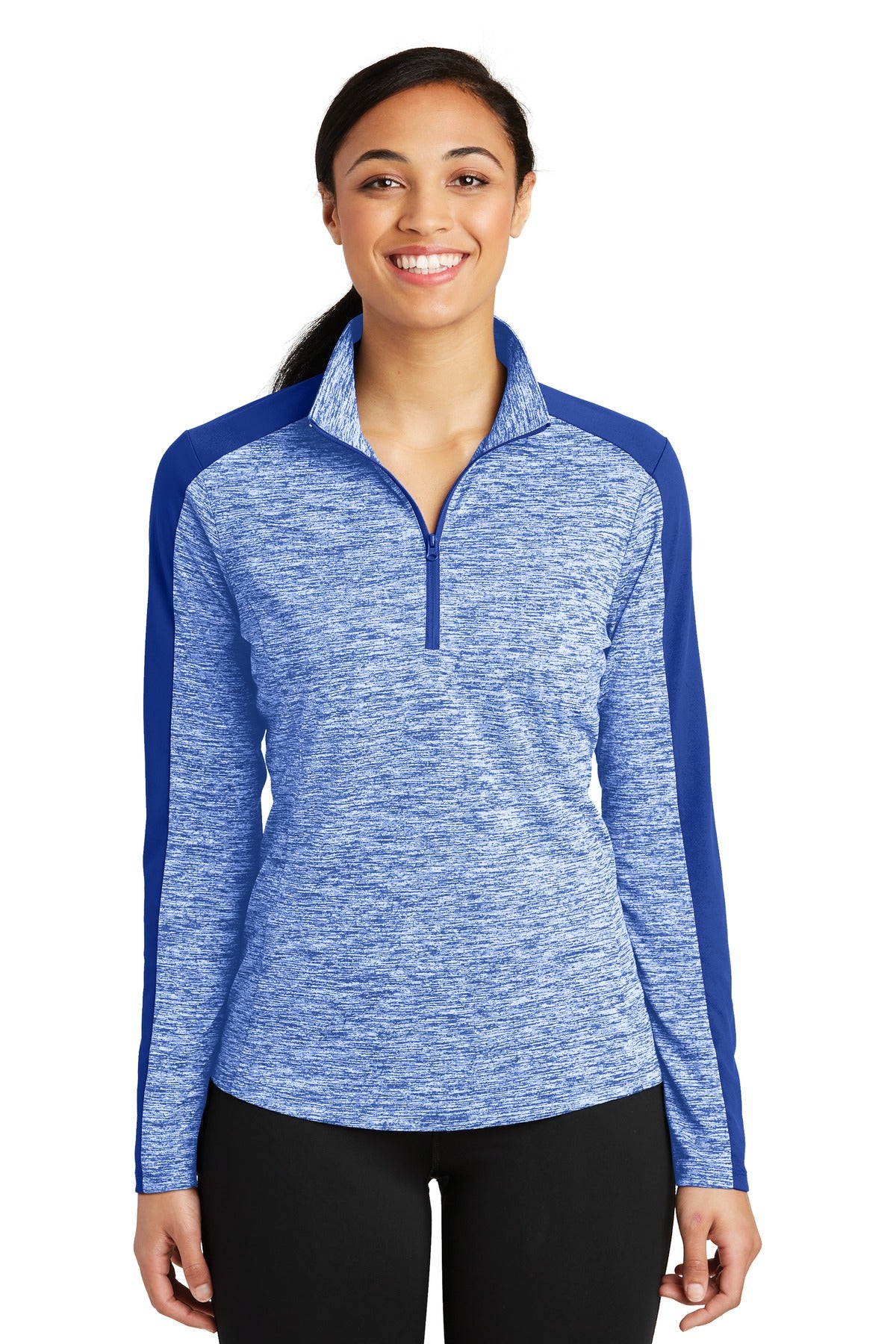 Sport-Tek    Feminine PosiCharge   Electric Heather Colorblock 1/4-Zip Pullover. LST397