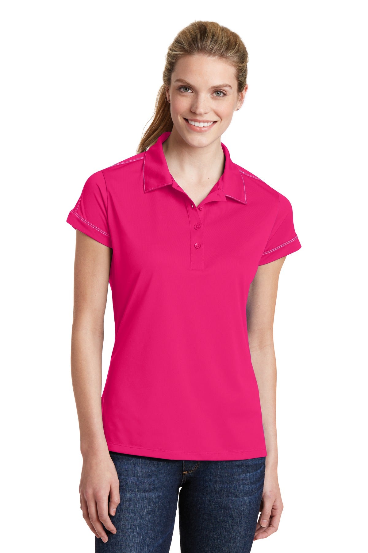 Sport-Tek    Feminine Contrast Stitch Micropique Sport-Wick Polo. LST659