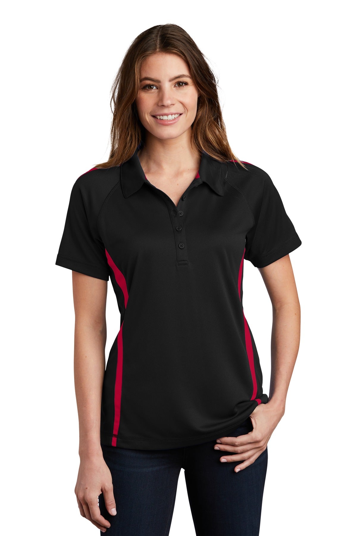 Sport-Tek    Feminine PosiCharge   Micro-Mesh Colorblock Polo. LST685