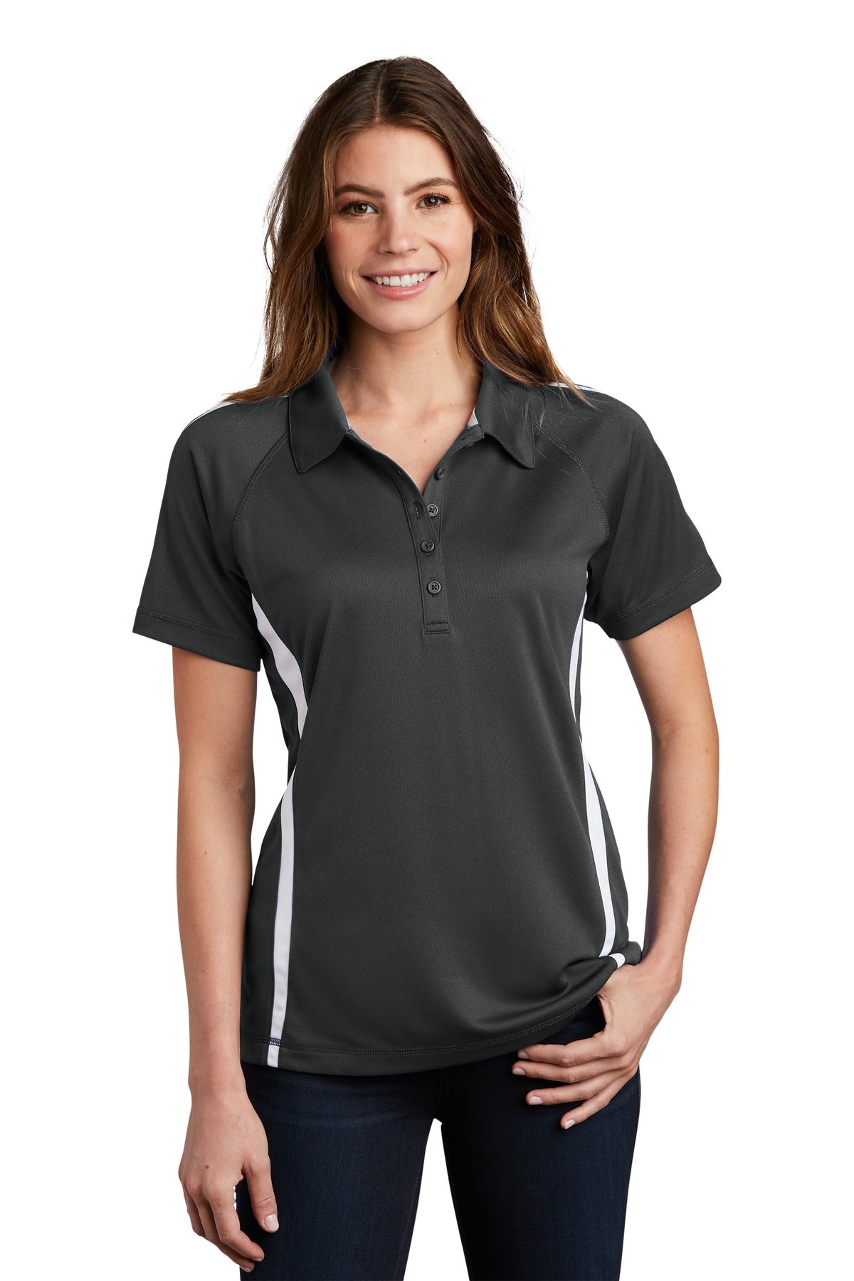 Sport-Tek    Feminine PosiCharge   Micro-Mesh Colorblock Polo. LST685