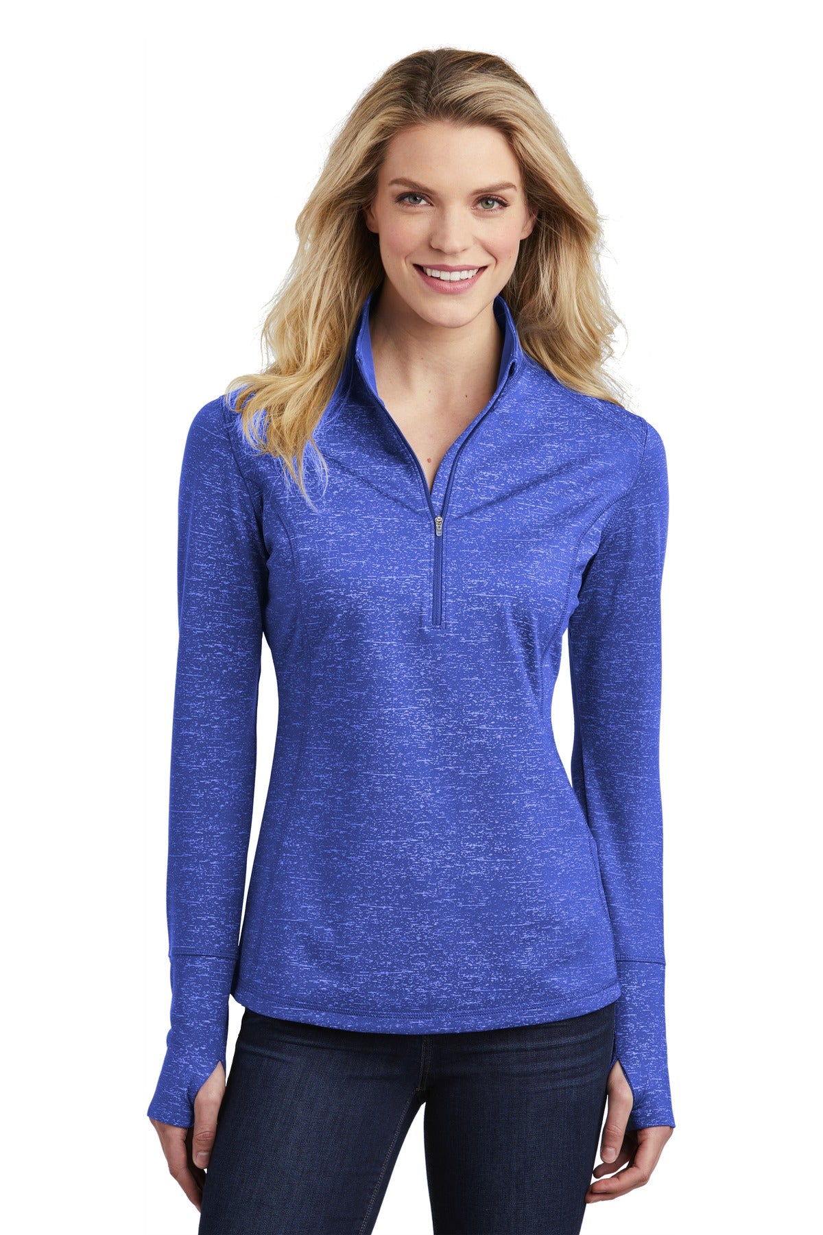 Sport-Tek     Feminine Sport-Wick    Stretch Reflective Heather 1/2-Zip Pullover. LST855