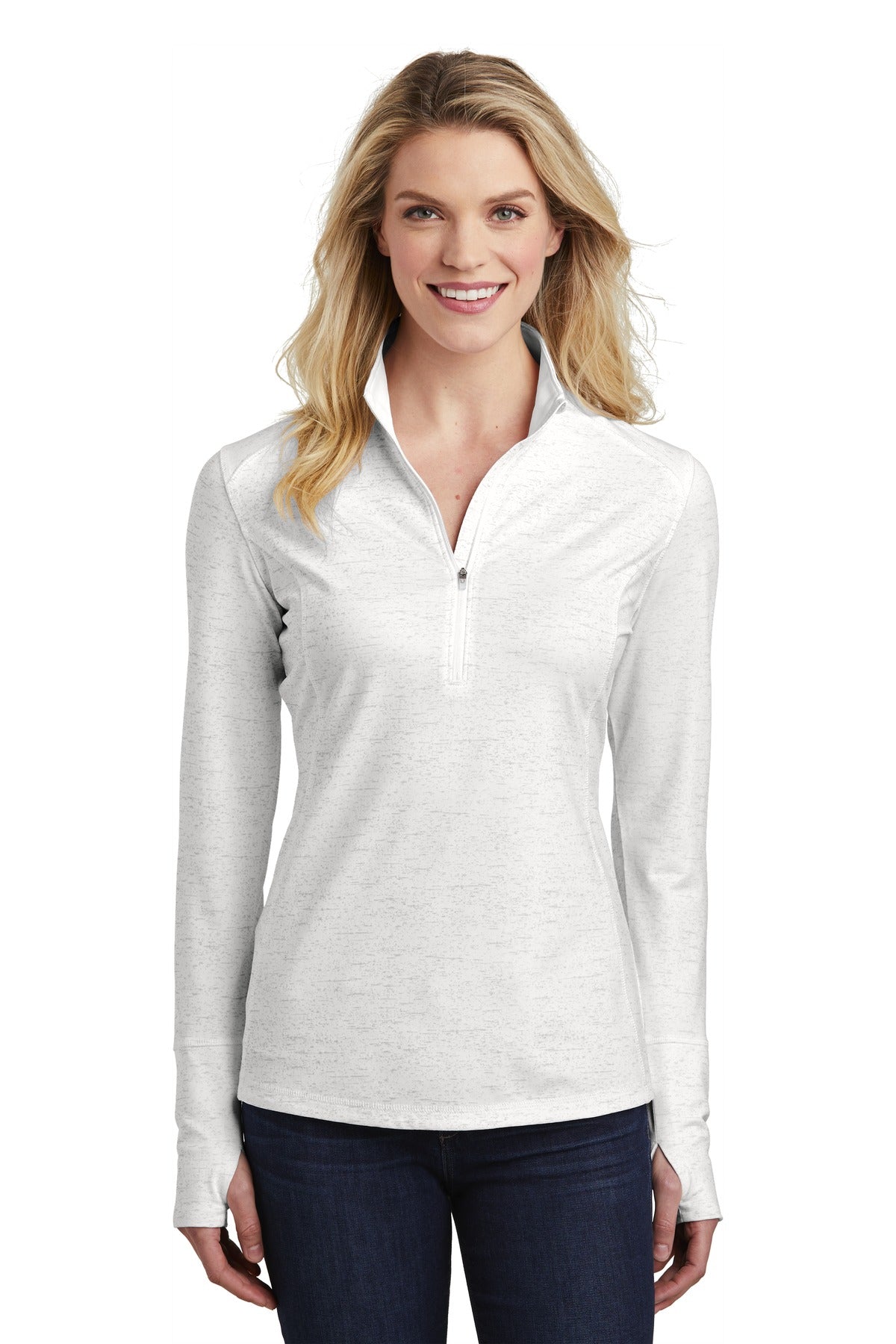 Sport-Tek     Feminine Sport-Wick    Stretch Reflective Heather 1/2-Zip Pullover. LST855