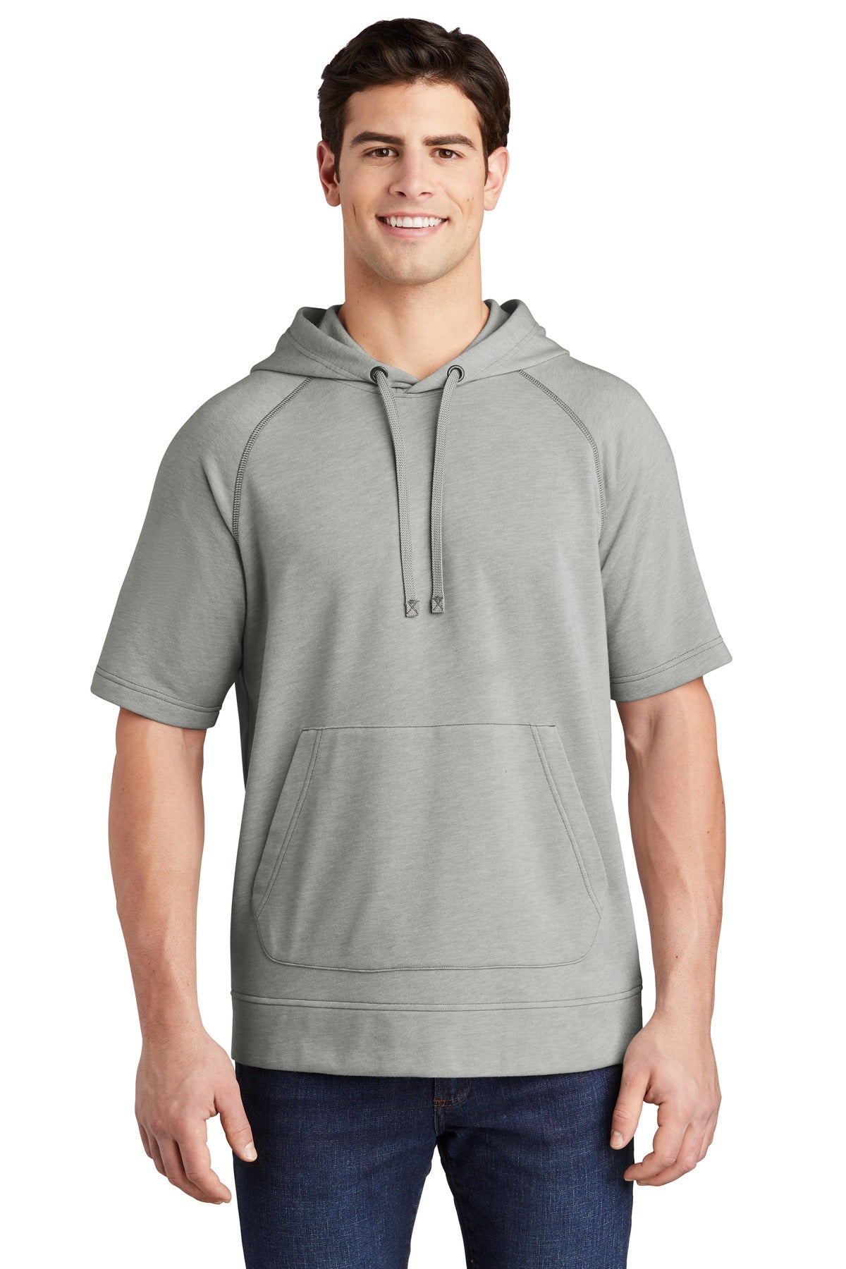 Sport-Tek    PosiCharge    Tri-Blend Wicking Fleece Short Sleeve Hooded Pullover ST297