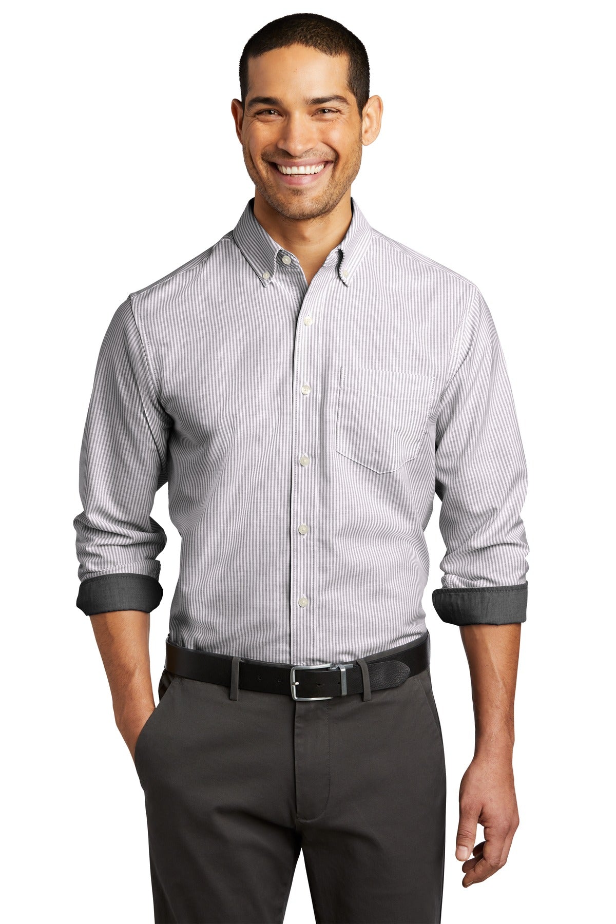 Port Authority    SuperPro    Oxford Stripe Shirt. W657