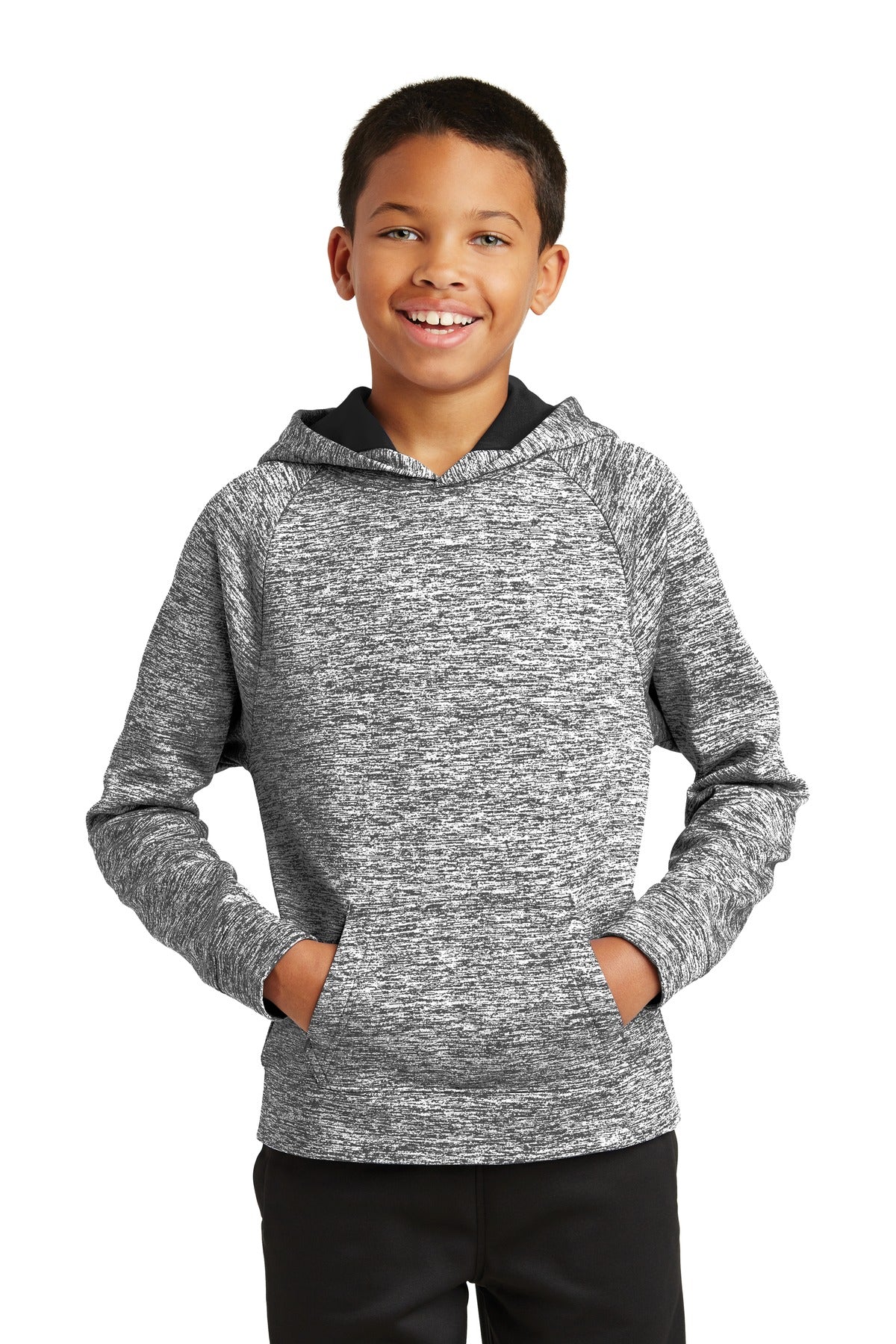 Sport-Tek   Youth PosiCharge   Electric Heather Fleece Hooded Pullover. YST225