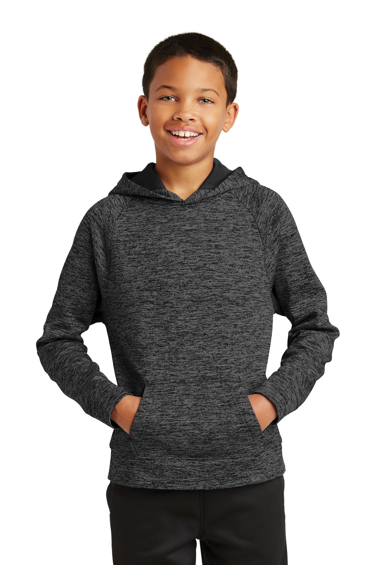 Sport-Tek   Youth PosiCharge   Electric Heather Fleece Hooded Pullover. YST225