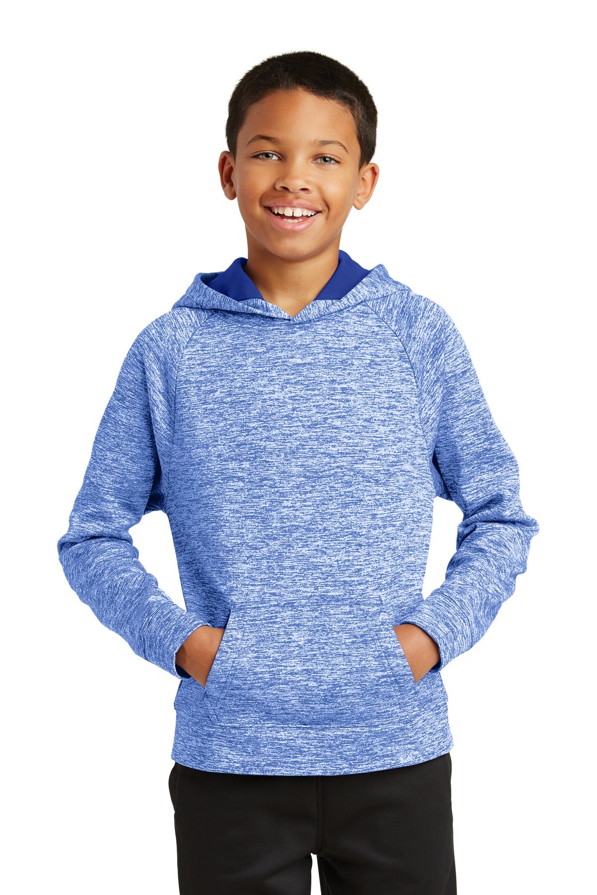 Sport-Tek   Youth PosiCharge   Electric Heather Fleece Hooded Pullover. YST225